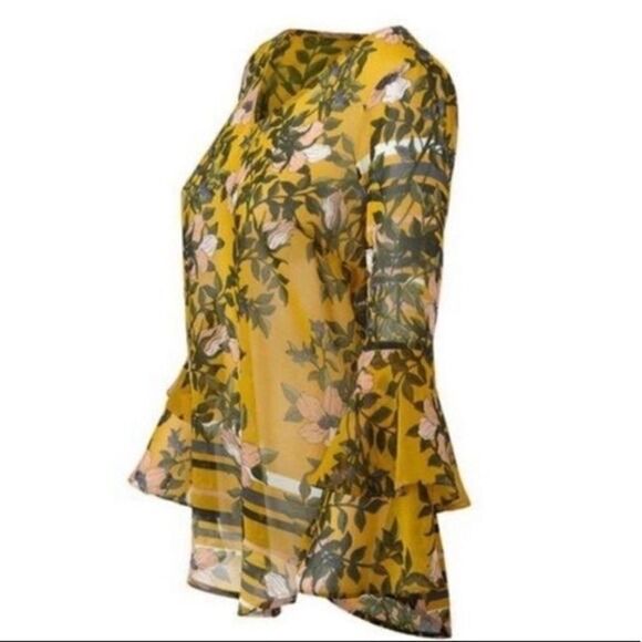 CAbi Yellow and Green Floral Blouse - Picture 7 of 14